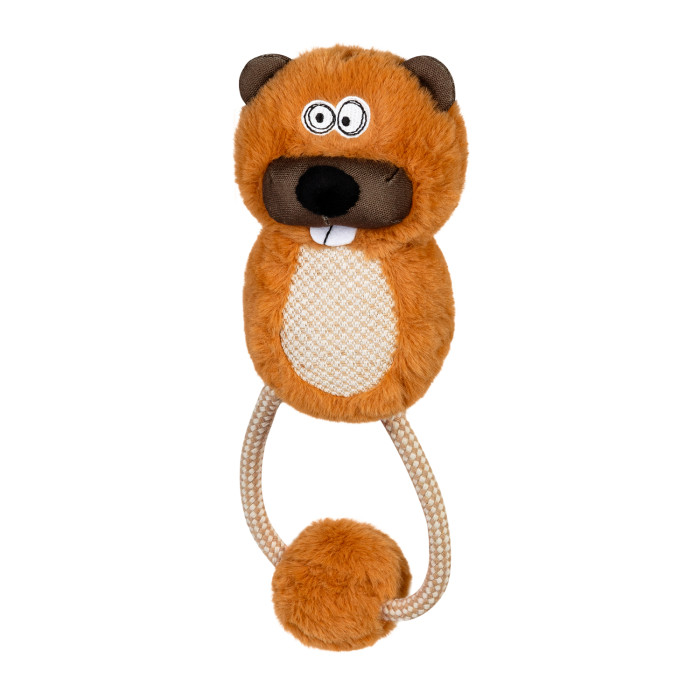 Игрушка для собак GiGwi Eco Friendz, Барсук с пищалкой и веревкой, 30 см