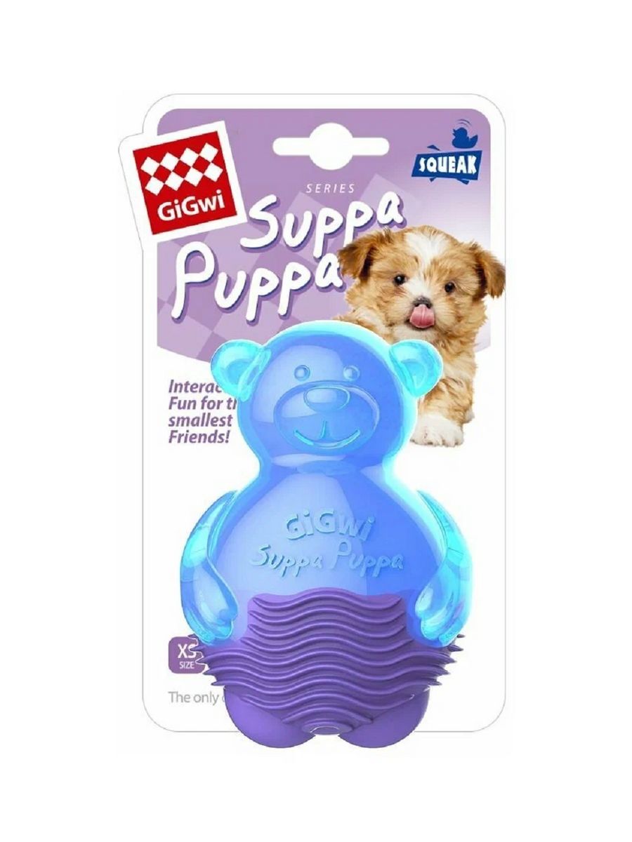Игрушка для собак GiGwi Suppa Puppa, Мишка с пищалкой, 10 см