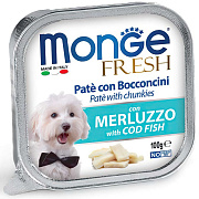 Влажный корм для собак Monge Fresh, треска, банка, 100 гр