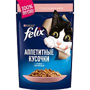 Влажный корм для кошек Felix, лосось, в желе, пауч, 75 гр